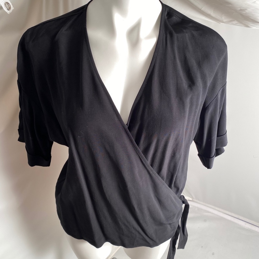 Eileen Fisher tensel viscose crepe v-neck wrap top